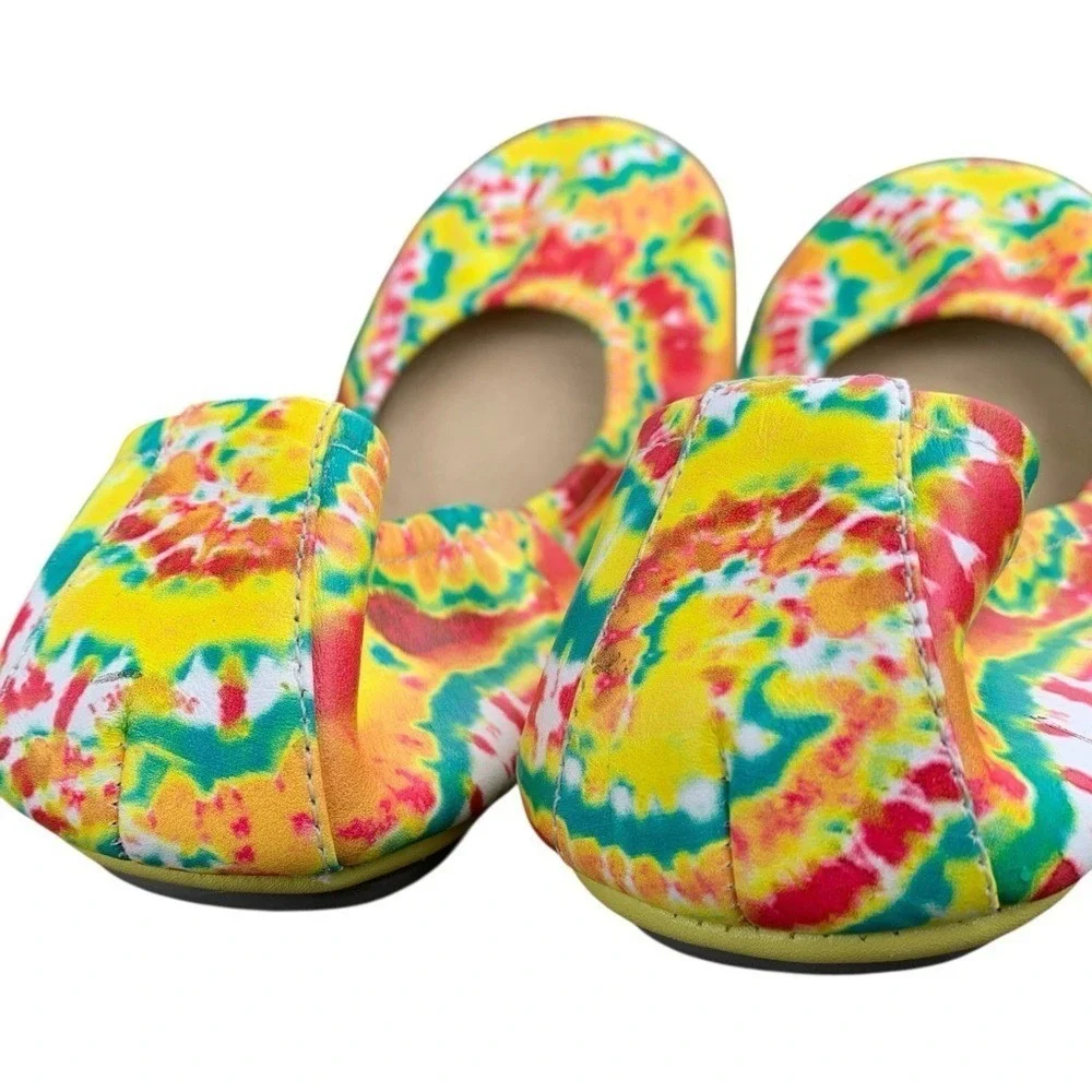 Storehouse‎ Foldable Leather Ballet Flat Summer Breeze Yellow Tie Dye Shoes 7